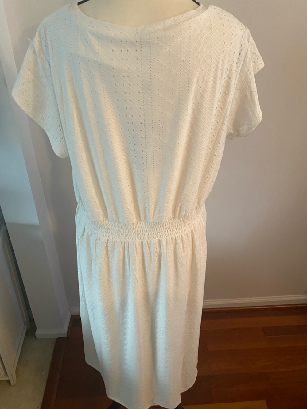 Adrianna Papell NWT ivory eyelets mocked waist large dress - Picture 5 of 10